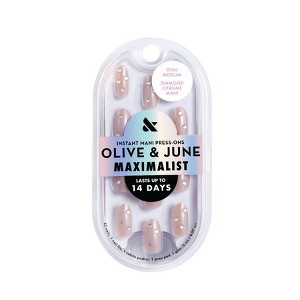 Olive & June Press-On Fake Nails - Maximalist - M Oval - Diamond Chrome Mani - 42ct - 1 of 4