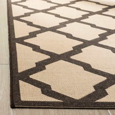 Cream and Brown Geometric Flat Woven 4' x 6' Area Rug