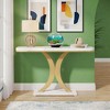 KTMBDW 39.4-Inch Wood Console Table with Geometric Base, 2-Tier Farmhouse Sofa Table Narrow Long, Behind Couch Table with Shelves for Living Room - 4 of 4