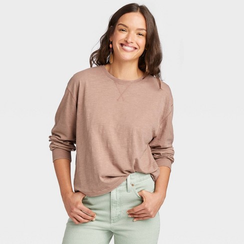 Women's Long Sleeve Boxy T-shirt - Universal Thread™ : Target