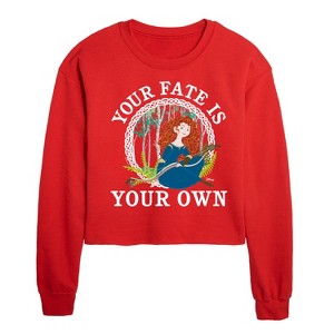 Disney Merida Your Fate Is Your Own Cropped Long Sleeve Crew Neck Sweatshirt - Red - X-Large - 1 of 3