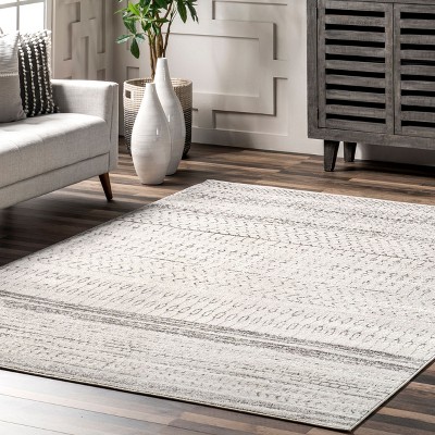 Nova Bohemian Gray Striped Synthetic 4' x 6' Area Rug