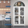 73" Arched Metal Storage Cabinet, Adjustable Shelves & Drawer Option, Bookcase Storage Organizer with Glass Doors ,Cold-Rolled Steel - 4 of 4
