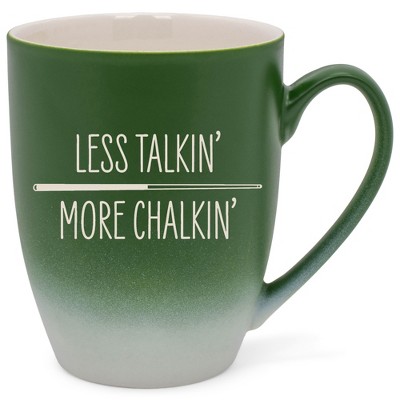 100 North Billiards Design 10 Ounce Green and White Two Toned Ombre, Comfortably Fits Your Hands, Ceramic Tea Coffee Cup Mug, Less Talkin' More
