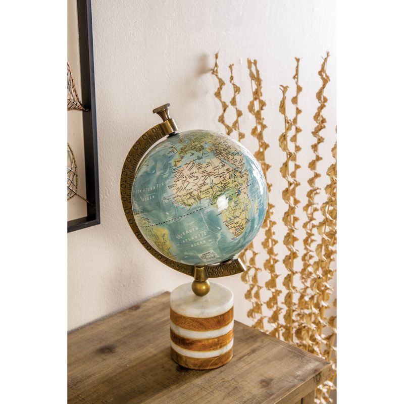 16&#34; x 9&#34; Geographic Globe with Wood and Marble Base Blue/Green - Olivia &#38; May, 3 of 8