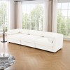 DOMETOUR White Chenille 3-Seater Sofa with Storage Seat, Cylindrical Backrest & Armrests, Contemporary Fabric Couch - 3 of 4