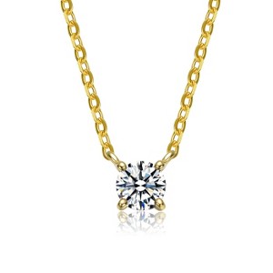 Guili Sterling Silver Necklace with 14K Gold Plating and Birthstone Solitaire – Available in Stunning Gemstone Colors for Personalization - 1 of 3