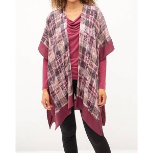 Women's Plaid Open Ruana Pullover - mystree OS - 1 of 4