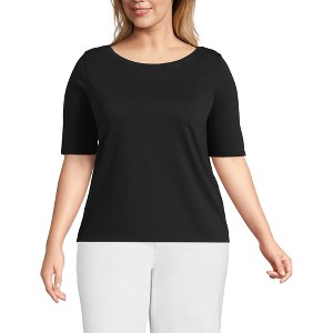 Lands' End Women's Elbow Sleeve Supima Boatneck Top - 1 of 3