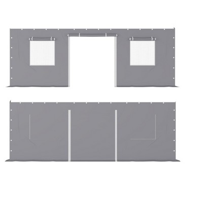 10'x20' & 13'x20' Heavy Duty Carport Sidewalls - 220G PE Waterproof Fabric with Zipper Doors & Mesh Windows, Gray (Cover Only)