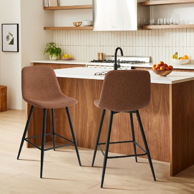 Bingo 26" Upholstered Counter Height Stool with Black Leg (Set of 2 and 4 ) , Midbar Stool for Kitchen Island, Indoor Furniture - Maison Boucle
