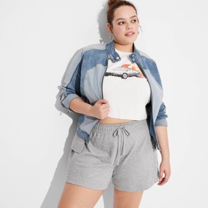 Women's Mid-Rise Cargo Sweat Shorts - Wild Fable™ - 1 of 3