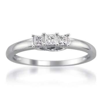 Pompeii3 1/4ct 3 Stone Princess Cut Diamond Ring 14K White Gold