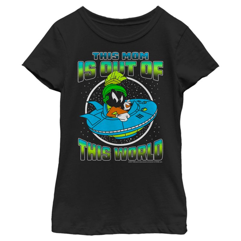 Girl's Looney Tunes Mother's Day Marvin the Martian This Mom is Out of This World T-Shirt, 1 of 5