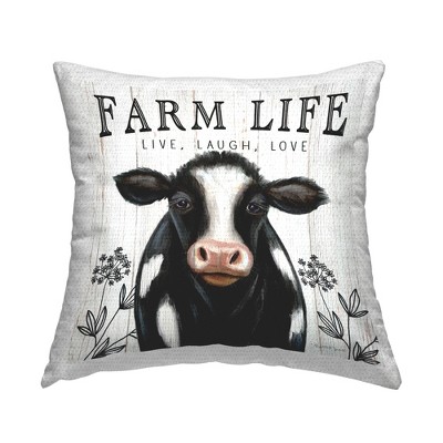 Stupell Industries Farm Life Dairy Cow Sign Wildflower Florals