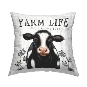 Stupell Industries Farm Life Dairy Cow Sign Wildflower Florals - 1 of 3