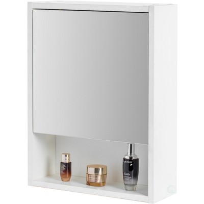 Basicwise White Wall Mounted Bathroom Storage Cabinet, Mirrored Vanity Medicine Chest with 3 Shelves