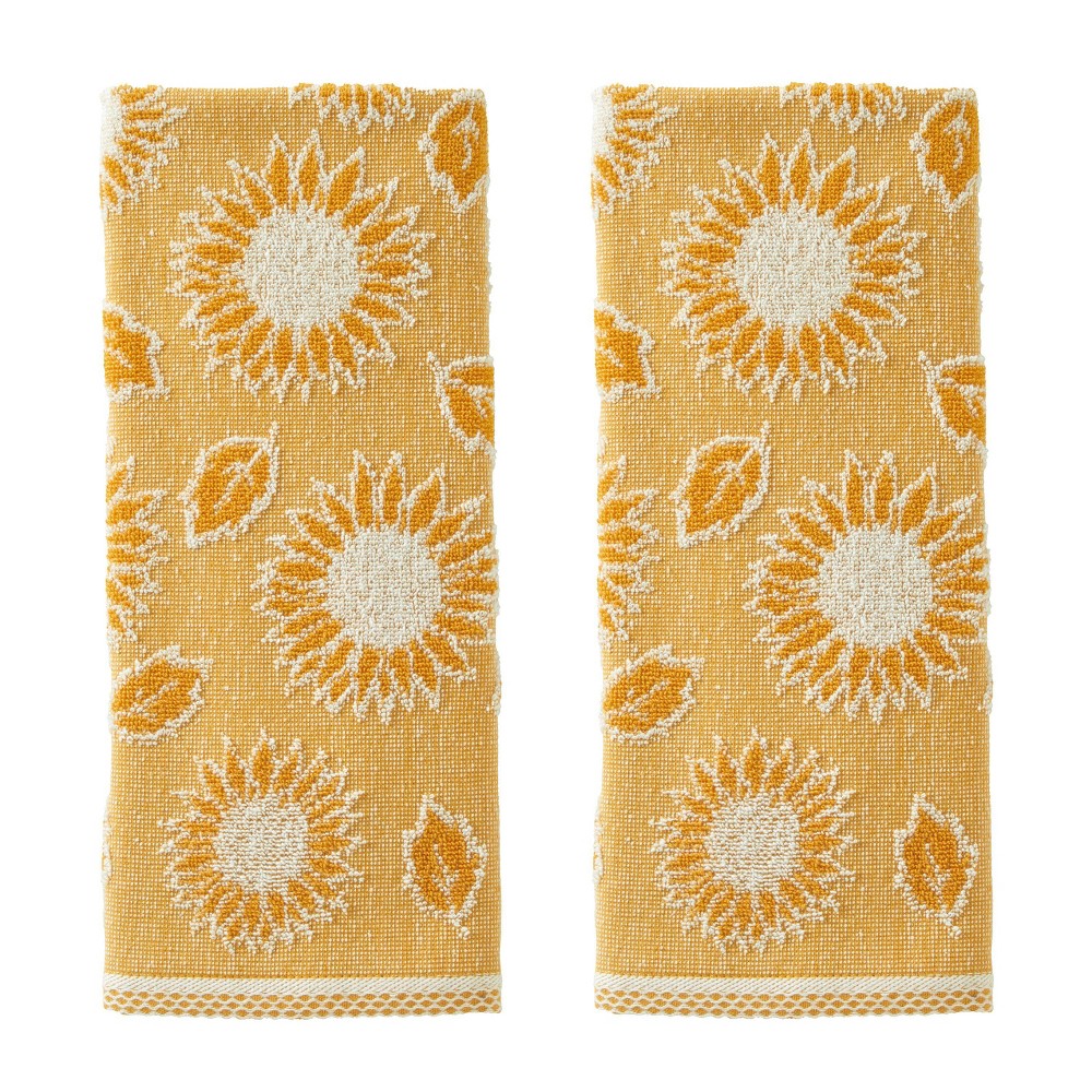 Photos - Towel SKL Home 2pc Sunflower Hand  Set Yellow: Jacquard Terry Cotton, Machi