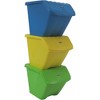 Redmon 10-Gal Stackable Shutter Bins, 3-Piece Recycling Storage Set, Multi-Color - 3 of 4