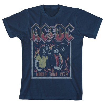 AC/DC World Tour 1979 Navy Blue Boy's Short-Sleeve T-shirt-XS