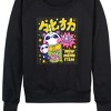 Women's - Instant Message - Kawaii Match Bear Boba Tea Lightweight French Terry Wide Neck Long Sleeve Shirt - 2 of 4