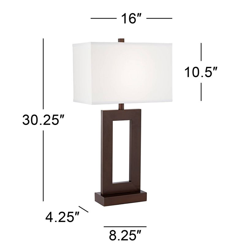 360 Lighting Marshall Modern Industrial Table Lamp 30 1/2" Tall Bronze Metal White Rectangular Shade for Bedroom Living Room Bedside Nightstand Office, 4 of 6