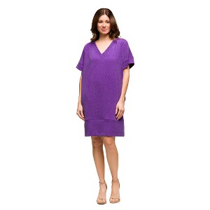 Maternity V-Neck Loose Fit Short Sleeve Pocket T Shirt Dress - 24seven Comfort Apparel™ - 1 of 4