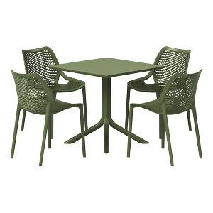 WestinTrends Playa 5-Piece Resin Square Patio Dining Table Set with Stackable Patio Dining Chairs - 1 of 4