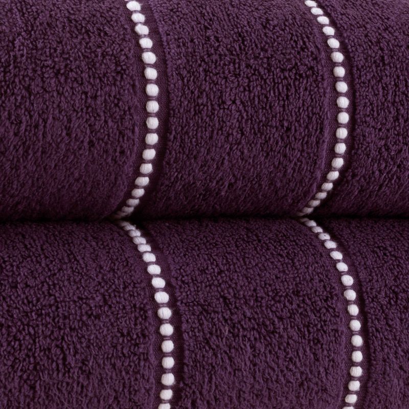 Luxury Cotton Towel Set- 2 Piece Bath Sheet Set Made From 100% Zero Twist Cotton- Quick Dry, Soft and Absorbent By Hastings Home (Eggplant / White), 3 of 6