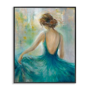 Stupell Industries Woman Green Dress Painting Framed Giclee Art - 1 of 4