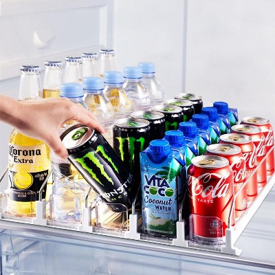 Automatic Drink Dispenser for Fridge Holds 25 Cans, 5 Row Soda Can Organizer for Refrigerator