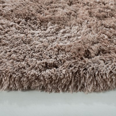 Taupe Round Synthetic Shag Area Rug, 8' Diameter