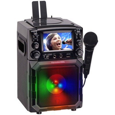 Portable Black Karaoke Machine with LED Lights and 4.3" Screen