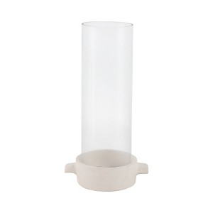 Pottery Glass Terracotta Pillar Holder and Taper Holder with Rustic Base and Cylindrical Hurricane Sleeve - 1 of 4