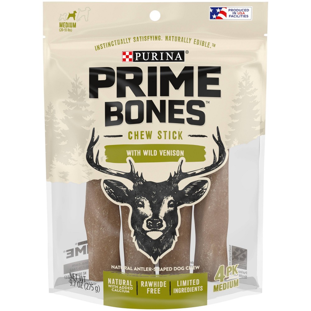 Photos - Dog Food Prime Bones Antler Venison Chewy Dog Treat - 9.7oz/4ct - M