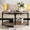 Coffee Table Round Center Table with Storage Shelf Wooden Circle Coffee Table with Sturdy Metal Legs Rustic 2-Tier Industrial Accent Center Table - 4 of 4