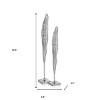 HomeRoots Set of Two Silver Aluminum Tall Feather Tabletop Sculptures - 3 of 4