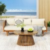 2 Piece Acacia Wood Garden Furniture Set,3 Seater Outdoor Garden Daybed Sofa with Coffee Table and Cushions,Wood Patio Lounge Set-Coolbibila - 2 of 4