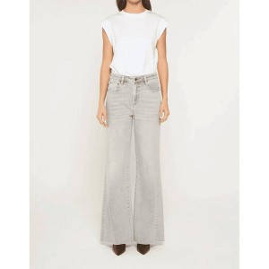Women's Super High Wide Leg With Raw Hem Pants - mica denim - 1 of 4