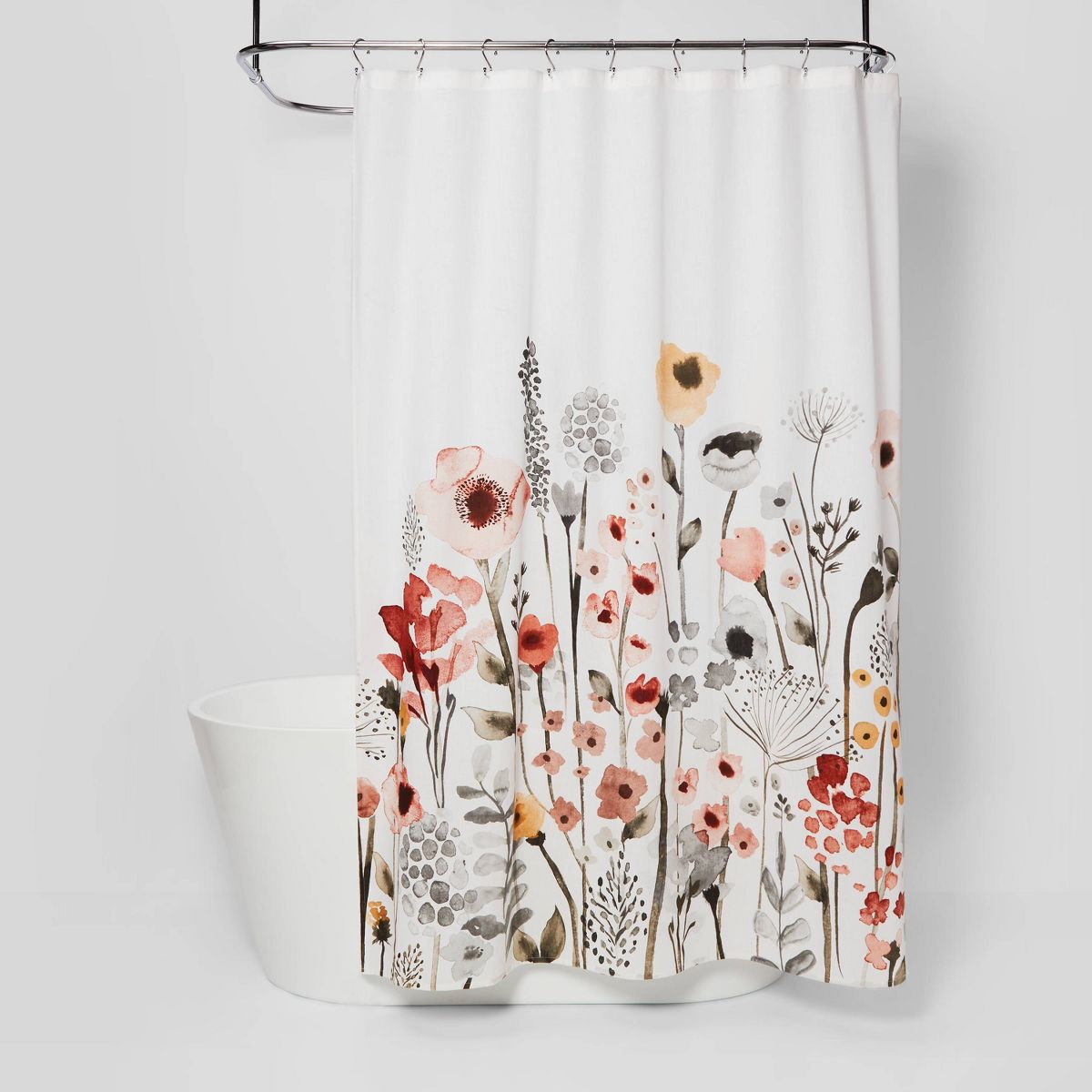 Watercolor Floral Shower Curtain Rust/Gray - Threshold™