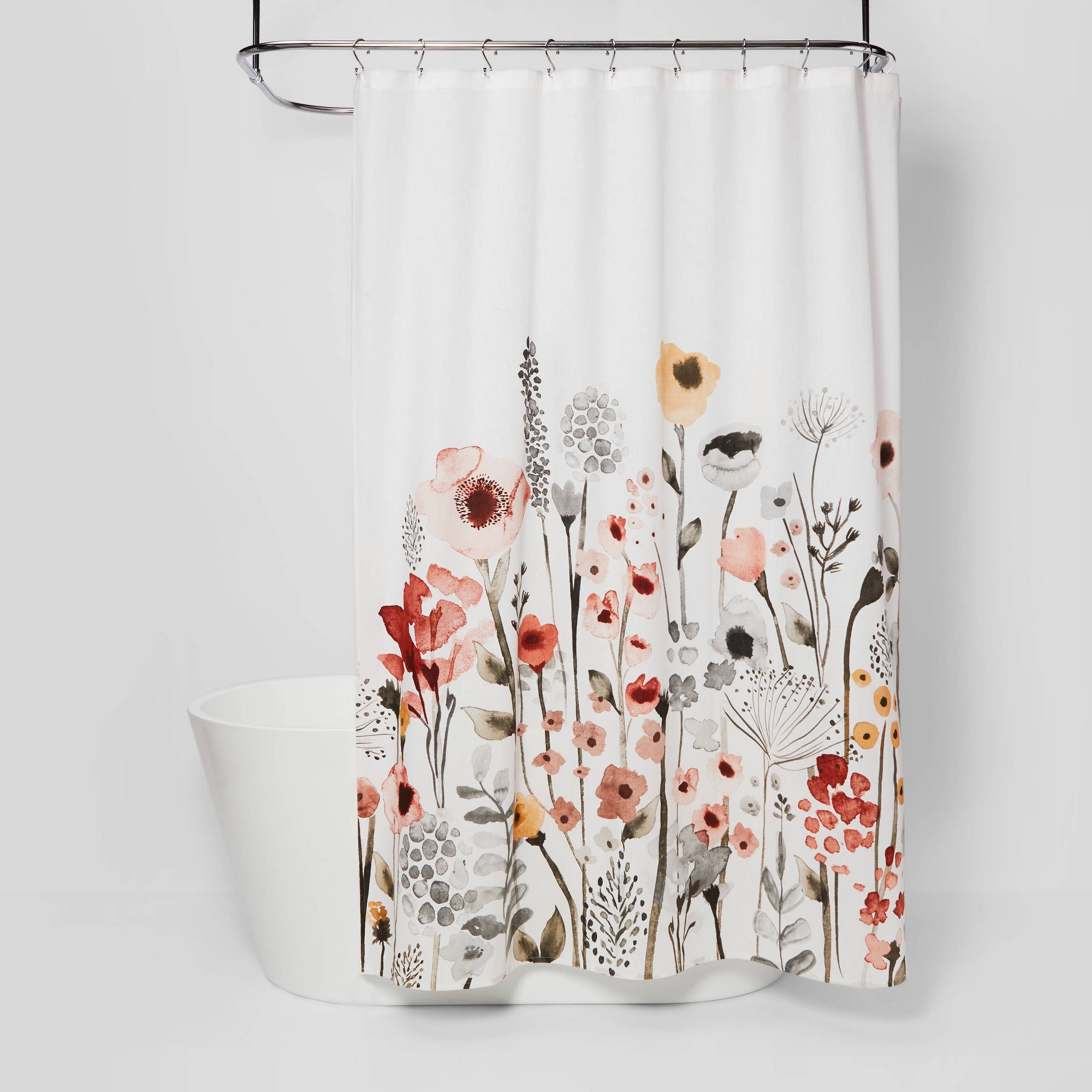 Watercolor Floral Shower Curtain Rust/Gray - Threshold™