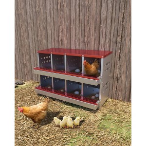 1Pc Galvanized Sheet Egg Laying Box, 2-Layer 8-Grid Design (Includes 8 Fake Eggs) – for Chickens, Ideal for Poultry, Henhouse, and Farm Use. - 1 of 4