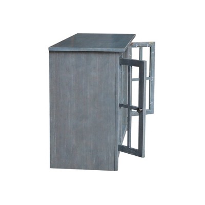 Heather Grey-Antique Solid Wood TV Stand with Cabinet Storage