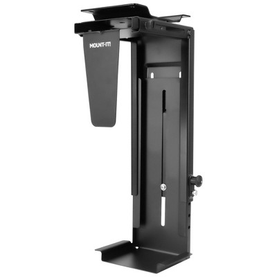 Mount-It! CPU Under Desk Mount Bracket | Computer Tower Wall and Under Counter Holder | 360 Degree Swivel Adjustable Height and Width Wall-Mountable