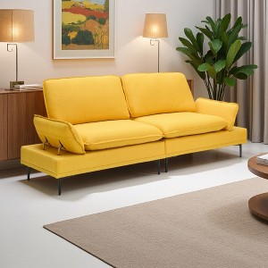 89" Cotton & Linen 2-Seater Sofa with Metal Feet & Soft Foam Cushioning - 1 of 4