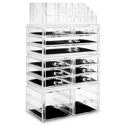 Casafield Makeup Cosmetic Organizer & Jewelry Storage Display Case, Clear  Acrylic Stackable Storage Drawer Set