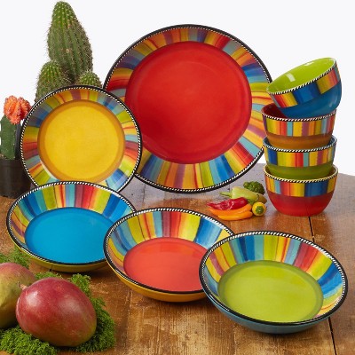 Sierra Multicolor Ceramic Round Serving/Pasta Bowl
