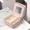 French Connection Small Travel Accessory Organizer with Mirror – Compact Jewelry Storage Box, Faux Leather - 3 of 4