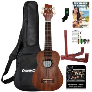 Sawtooth Soprano Ukulele Mahogany 21 inch Ukelele Beginner Kit Online Lesson Padded Gig Bag Premium Wood Uke Stand Picks Quick Start Guide Ukulele - 1 of 4