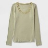 Women's Long Sleeve Lace Trim Scoop Neck Top - A New Day™ - 4 of 4